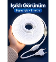 Beyaz Işıklı Şerit Aydınlatma 3 Metre Fişli Model