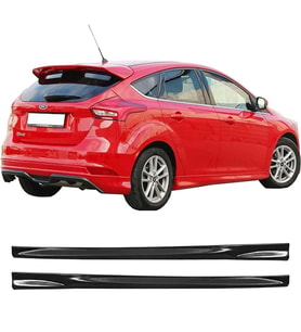 Ford Focus 3 HB Yan Marşpiyel Seti Plastik 2 Adet Mat Siyah 2012 - 2018 karlık+ek+bodykit