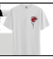Red Poppy - %100 Pamuklu Kadın Beyaz Tişört - Premium Quality (Siyah - Beyaz)