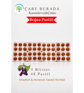 ÇareBurada Karamürver & Çinko Boğaz Pastili 48 Adet