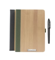 İsme Özel Bambu Kapaklı Defter ve Roller Kalem Seti - Renk Seçenekli (Yeşil)