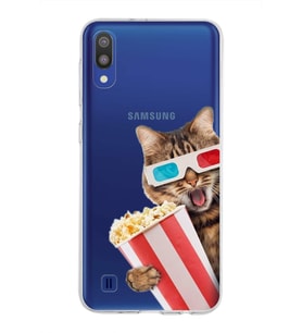 PrintiFy Samsung Galaxy M10 ile Uyumlu 1mm Slim Fit Kedi 1 050b Baskılı Şeffaf  Kılıf