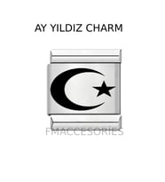 İtalyan Çelik Bileklik Charmı Ay Yıldız Charmı İtalyan Bileklik Ek Linki FMACCESORİES