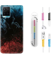 Vivo Y11S Y21S Y20 Y20S Y70 Kılıf Kablo Koruma Spiral Silikon Red Blue Black Abstact 1386