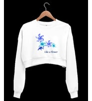 Ç,ÇEK GİBİ Kadın Crop Sweatshirt (Beyaz)