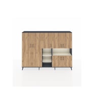 Arges Dolap 13 Raflı 7 Kapaklı 220x30x163 Antrasit-Çam/Aytaşı