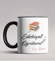Kişiye Özel Edebiyat Öğretmeni Tasarım Siyah Renk Kupa Bardak  (Siyah)