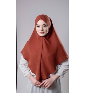 Taba Pratik Hazır Geçmeli Tesettür Eşarp Pamuk Caz Kumaş Tek Katlı Çapraz Hijab 2305_33