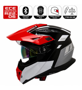 FR805 Senik Cross Motosiklet Kaskı Güneş Vizörlü Enduro Full Face Kask