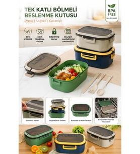 Tek Katlı Bölmeli Sızdırmaz Kapaklı Beslenme Kutusu
