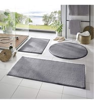 Carpet 3'lü Banyo Halısı Peluş Post Halı Klozet Takımı Açık Gri 50x90/50x60/50x50 (Yuvarlak)