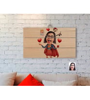 BK Gift Kişiye Özel Anneler Günü Temalı Süper Anne Karikatürlü Otantik Ahşap Palet Tablo-1
