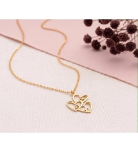 Kişiye Özel 925 Ayar Gümüş Kalp Tasarım 3 Harf Kolye (Gold)