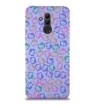 Huawei Mate 20 Lite Uyumlu Lansman Kılıf Hello Kitty Tasarımlı İçi Kadife Lila Kapak (Şeffaf)