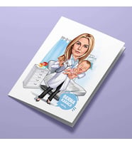 Kişiye Özel Çocuk Doktoru Kadın Karikatürlü Tebrik Kartı