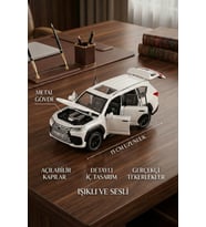 1:32 Ölçek Metal Model Araba LX600 Lüks SUV Jip - Işıklı Sesli Çek Bırak - Beyaz