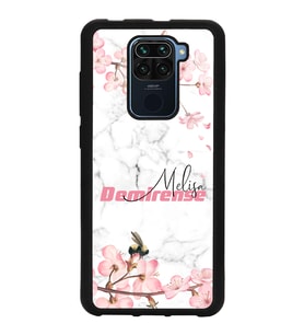 Xiaomi Redmi Note 9 Uyumlu Mermerli Sakura Tasarımlı Glossy Telefon Kılıfı