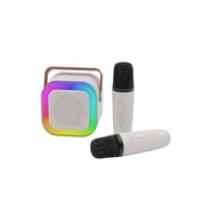Polosmart FS89 Kablosuz RGB Led Aydınlatmalı Bluetooth 5.4 2 Mikrofonlu Karaoke Set Beyaz