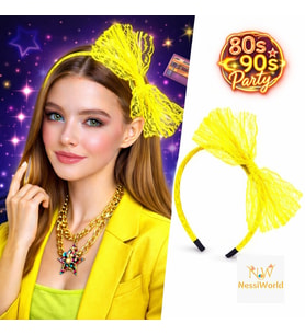 80’ler 90’lar Neon Sarı Dantel Taç Fiyonklu