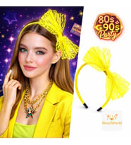 80’ler 90’lar Neon Sarı Dantel Taç Fiyonklu