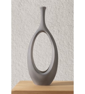 Koza Home Gracil Özel Taş Doku Gri İskandinav Seramik Vazo 20x5x55cm 6267