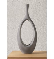 Koza Home Gracil Özel Taş Doku Gri İskandinav Seramik Vazo 20x5x55cm 6267