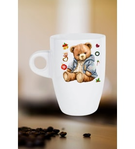 Yeni Yıl Oyuncak Ayı Teddy Bear Baskılı Kupa Bardak Porselen Latte Filtre Kahve Fincanı