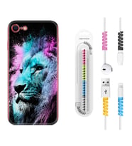 Apple iPhone 5 6 7 8 Plus Se XR Kılıf Kablo Koruma Spiral Silikon Pink Blue Leon 1603