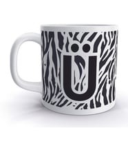 Ü Harfi Zebra  Tasarım Desenli Harfli Kupa Bardak