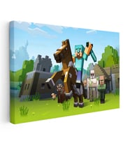 Kanvas Tablo Atlı Macera Minecraft Tablosu Ev Ofis Salon Duvar Dekoru
