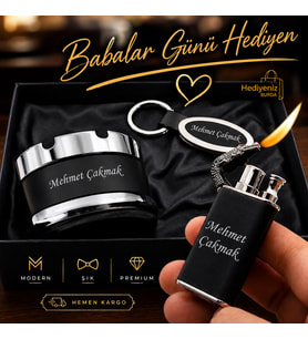 Kişiye Özel Çakmak Küllük Anahtarlık Hediye Seti l Özel Kutulu ve Hediye Paketli - Sevgiliye Arkadaşa Eşe Babaya Hediye