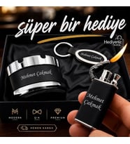 Kişiye Özel Çakmak Küllük Anahtarlık Hediye Seti l Özel Kutulu ve Hediye Paketli - Sevgiliye Arkadaşa Eşe Babaya Hediye