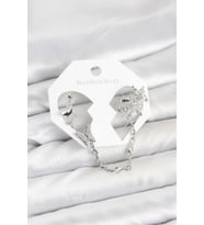 Pirinç Gümüş Renk Model Zincir Bağlantılı Ear Cuff Küpe Seti TJ-BKP11535