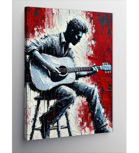 Kanvas Tablo Akustik Gitar Çalan Adam
