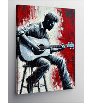 Kanvas Tablo Akustik Gitar Çalan Adam