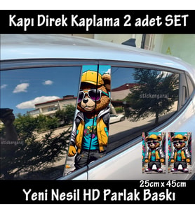 sevimli panda ayı folyo - 2kapı için 2adet sticker kaplama - tuning modifiye