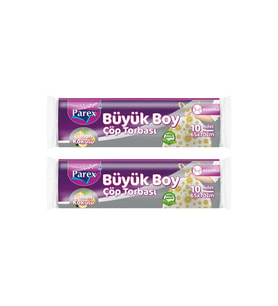 Premium 10'lu Büzgülü Çöp Torbası Limon Kokulu Büyük Boy 65 x 70 cm İkili Paket