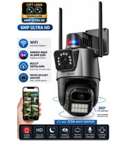 SW-318 Dual Lens 6MP WiFi Güvenlik Kamerası Gece Görüşlü Hareketli Sesli Çakarlı Alarm Akıllı Kamera