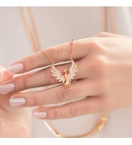 Anka Kuşu Rose Gümüş Kolye