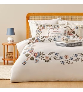 MAISON Vintage Çiçek Desenli%100 Pamuk Saten Nevresim Seti, Beyaz, Tek Kişilik (Nevresim: 160x220 cm / 1 Adet Yastık Kılıfı: 50x70 cm)