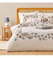 MAISON Vintage Çiçek Desenli%100 Pamuk Saten Nevresim Seti, Beyaz, Tek Kişilik (Nevresim: 160x220 cm / 1 Adet Yastık Kılıfı: 50x70 cm)
