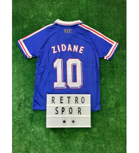 1998 Dünya Kupası Zidane Yakalı Fransa Iç Saha Nostalji Kısa Kol Forma / Retro Zinedine Zidane Forma