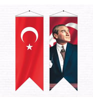 Atatürk Posteri ve Türk Bayrağı Kırlangıç 50x150 cm -1