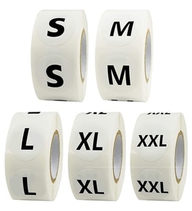 Hodbehod Beyaz Renk Yapışkanlı Beden Etiketi S-M-L-Xl-Xxl 5 Rulo
