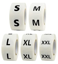 Hodbehod Beyaz Renk Yapışkanlı Beden Etiketi S-M-L-Xl-Xxl 5 Rulo