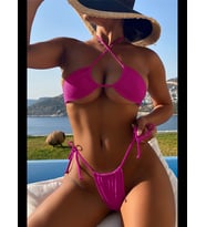 Fantezia Night Kadın Sarı Yandan Bağlamalı Tangalı Üçgen Bikini Mayo Takımı