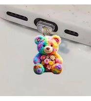 Renkli Ayıcık Figürlü Telefon Charmı (Lighting (iPhone) Uyumlu Şarj Soketi Tıpası)