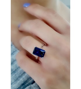 Sky Diamond Blue Creative Sapphire 925 ayar Gümüş Baget Yüzük