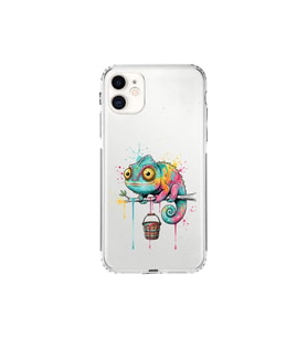 iPhone 11 ile Uyumlu Splash Bukalemun Tasarımlı Şeffaf Silikon Kılıf