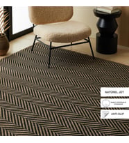 Ocean Home Textile Siyah Renk Balıksırtı Jüt Halı Kilim 120 x 180 cm
